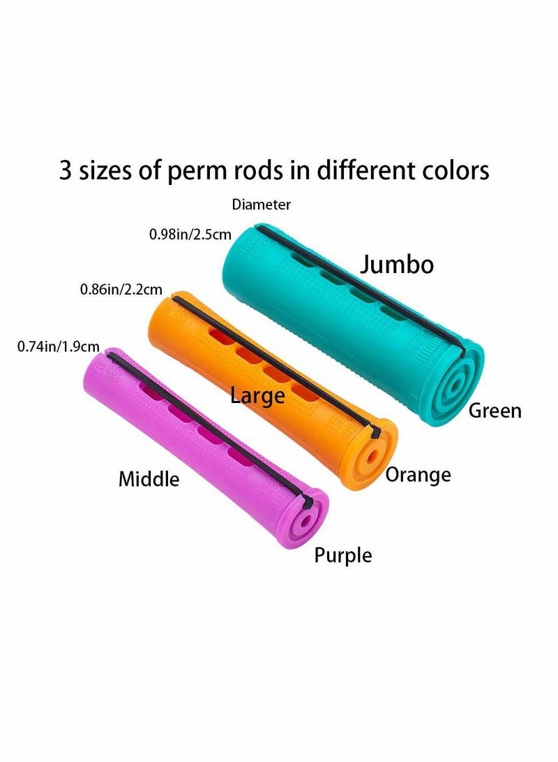 Y&D 80 PCS Hair Perm Rods, 3 Sizes Set Jumbo Large Medium Plastic Cold Wave Perming Rods Curlers for Straight Curly Natural Hairdressing Styling Rellers Tool (Purple, Orange, Green) - Image 4