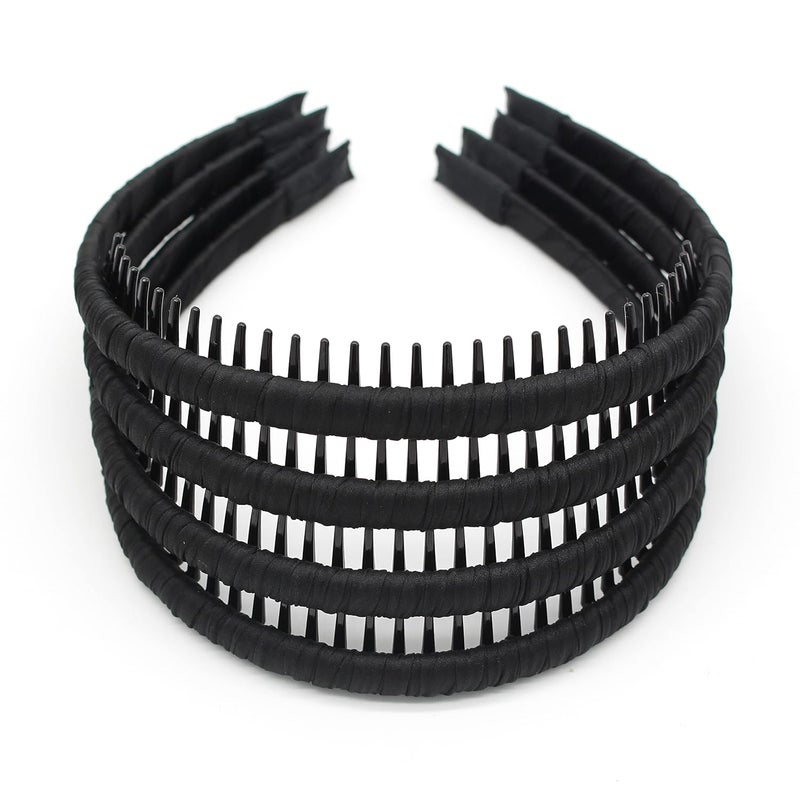black womens headbands fashion hair accessories tooth comb hairbands for women non slip hair hoops headband suitable for ladies and girls Pack of 4