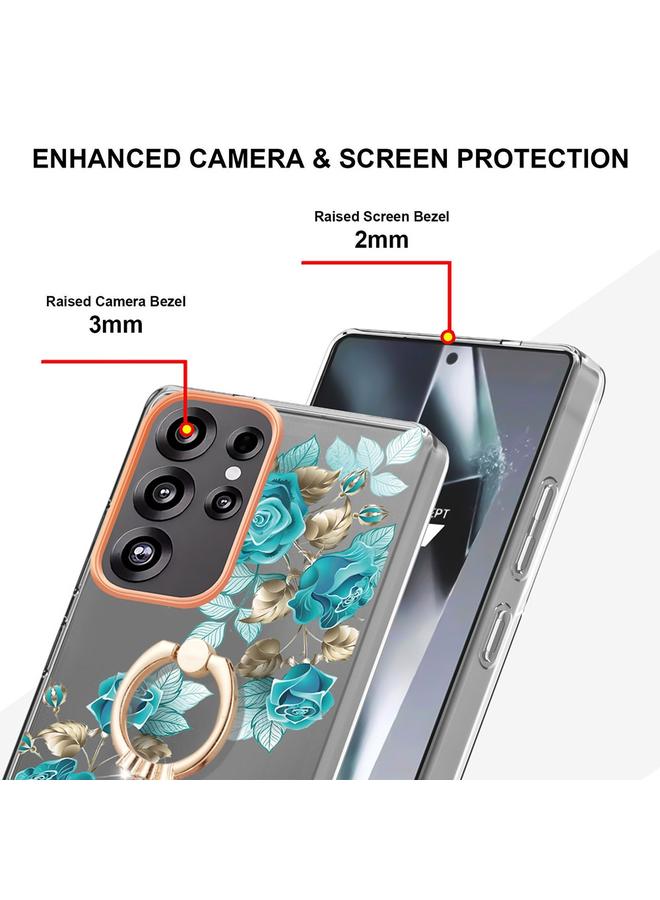 اس-توب جراب لهاتف Samsung Galaxy S25 Ultra 5G من سلسلة الزهور والنباتات IMD TPU مع حامل حلقي - Image 3