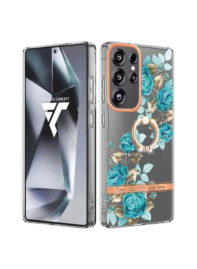 اس-توب جراب لهاتف Samsung Galaxy S25 Ultra 5G من سلسلة الزهور والنباتات IMD TPU مع حامل حلقي - Image 1