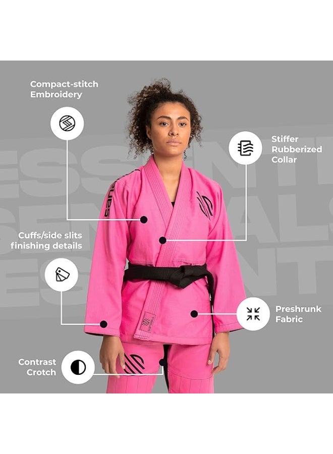 سنابول جي جيتسو برازيلية أساسي من سانابول للنساء - جي جيتسو برازيلية للنساء مع نسيج كيمونو خفيف الوزن مقاوم للانكماش - مقاس مريح وجي تدريب متين، وردي - Image 3