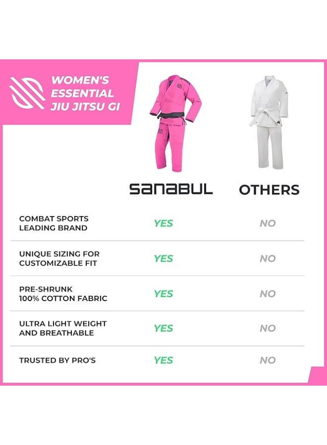 سنابول جي جيتسو برازيلية أساسي من سانابول للنساء - جي جيتسو برازيلية للنساء مع نسيج كيمونو خفيف الوزن مقاوم للانكماش - مقاس مريح وجي تدريب متين، وردي - Image 5