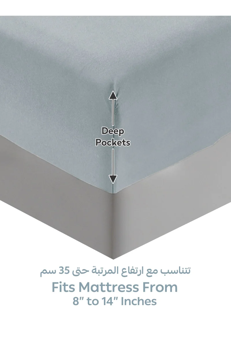 دوناتيلا Bedding Fitted Sheet - Fits 200x200 Cm For King Bed - 3 Pcs (1 Fitted Sheet and 2 Pillowcases) - 35 Cm Deep Pocket - Solid Bed Sheet