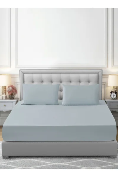 دوناتيلا Bedding Fitted Sheet - Fits 200x200 Cm For King Bed - 3 Pcs (1 Fitted Sheet and 2 Pillowcases) - 35 Cm Deep Pocket - Solid Bed Sheet