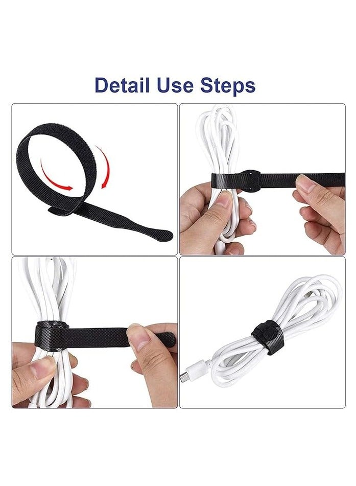 KASTWAVE Cable Tie, 60Pcs Black Reusables Premium Nylon Adjustable Wire Ties Cable Straps, for Cord Management and Desk or Office Organization, 6 inch and 8 inch (30pcs 6" & 30pcs 8")  - Image 3