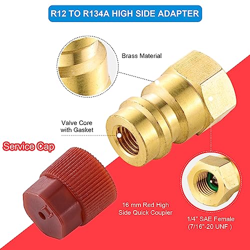 Tigbear R12 to R134A Conversion Kit, R12 to R134A AC Retrofit Fitting Adapter, High/Low Fitting Port Retrofit 1/4’’to 7/16"-20 UNF Conversion Adapter, for AC Air Conditioner Refrigerant - Image 4