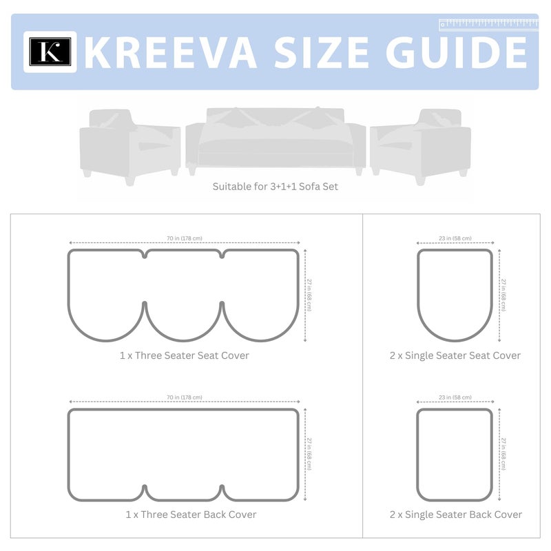 KREEVA Velvet Chenille Sofa Cover for 5 Seater 311 Sofa Tohfa Aqua_1 6 Piece Set Sofa Slipcovers - Image 5