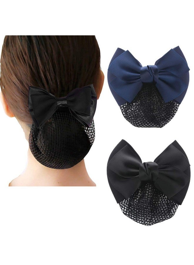 GSHLLO 2 Pcs Bowknot Hair Snood Net Barrette Bun Cover Bow Hair Clip Xmas Gifts for Women Lady - Image 1