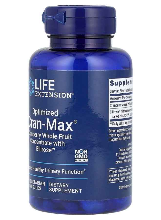 Life Extension Optimized Cran-Max Cranberry Whole Fruit Concentrate With Ellirose 60 Vegetarian Capsules - Image 2