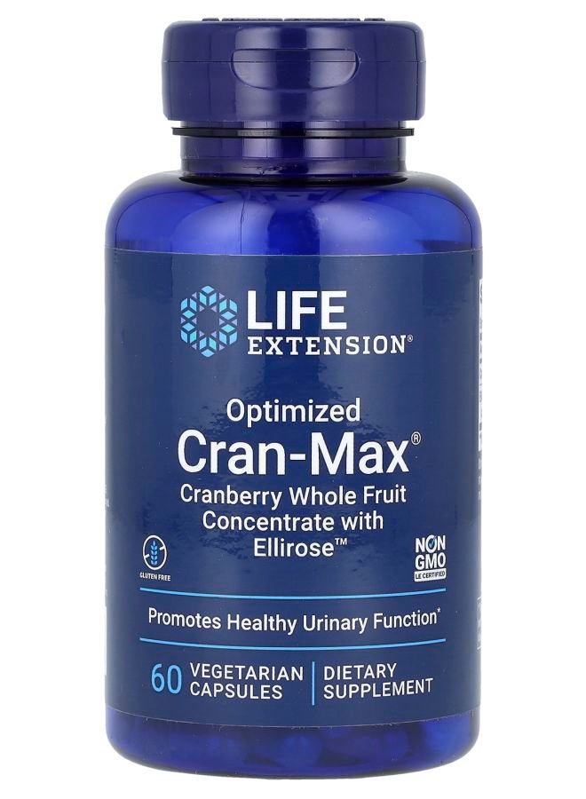 Life Extension Optimized Cran-Max Cranberry Whole Fruit Concentrate With Ellirose 60 Vegetarian Capsules - Image 1
