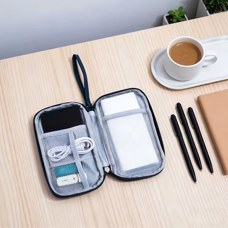 Multi Functional Travel Cable Organizer Bag Pink Portable Storage Pouch For Passport Cards Coins Data Cables Phones USB Drives Earphones Durable Polyester With Zipper Closure Compact Design On The Go Organization Travel Essential - Image 4
