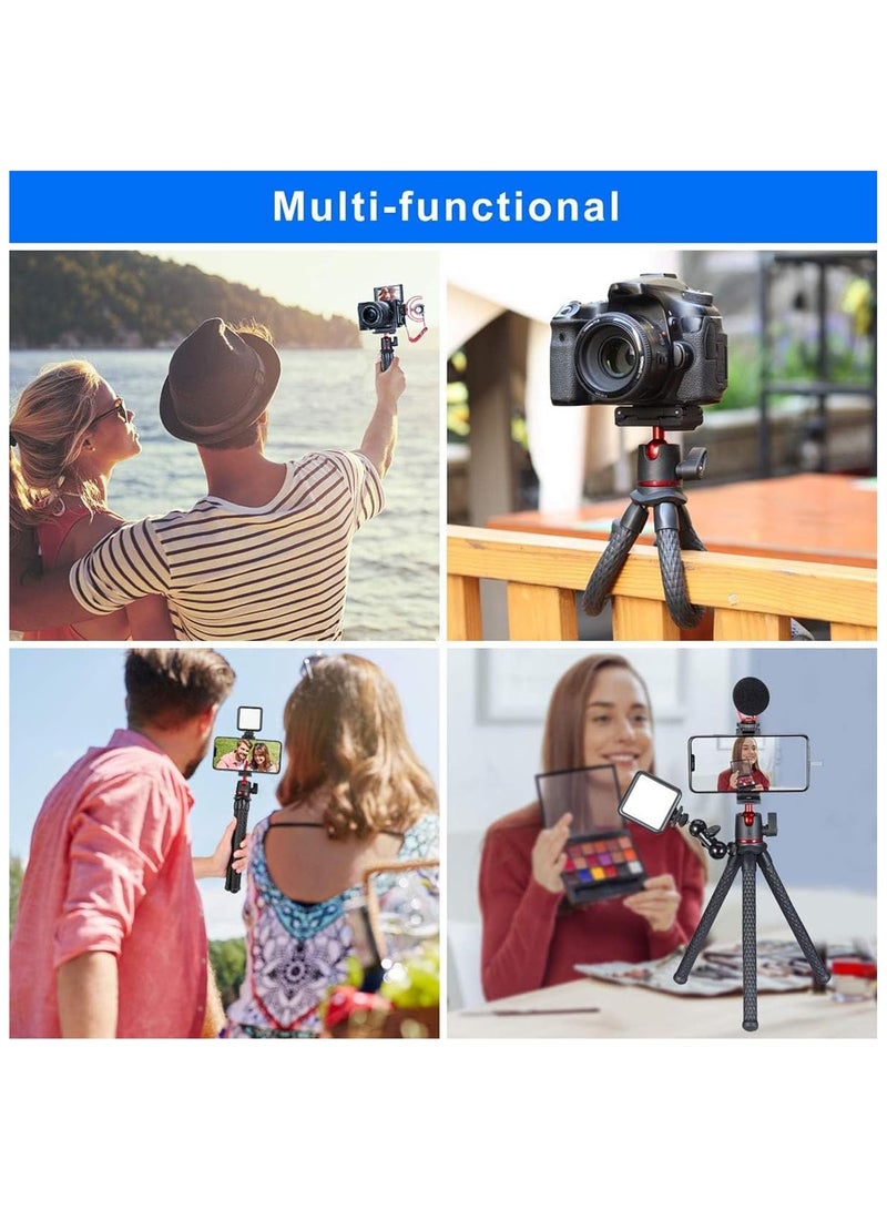 Camera Tripod, Mini Flexible Stand with Hidden Phone Holder w Cold Shoe Mount, 1/4'' Screw for Magic Arm, Universal for iPhone 13 12 Pro Max XS Max X 8 Samsung Canon Nikon Sony Cameras - Image 5