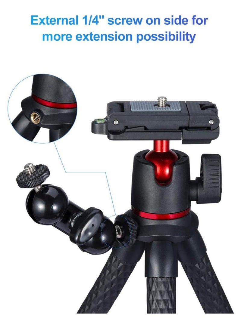 Camera Tripod, Mini Flexible Stand with Hidden Phone Holder w Cold Shoe Mount, 1/4'' Screw for Magic Arm, Universal for iPhone 13 12 Pro Max XS Max X 8 Samsung Canon Nikon Sony Cameras - Image 4