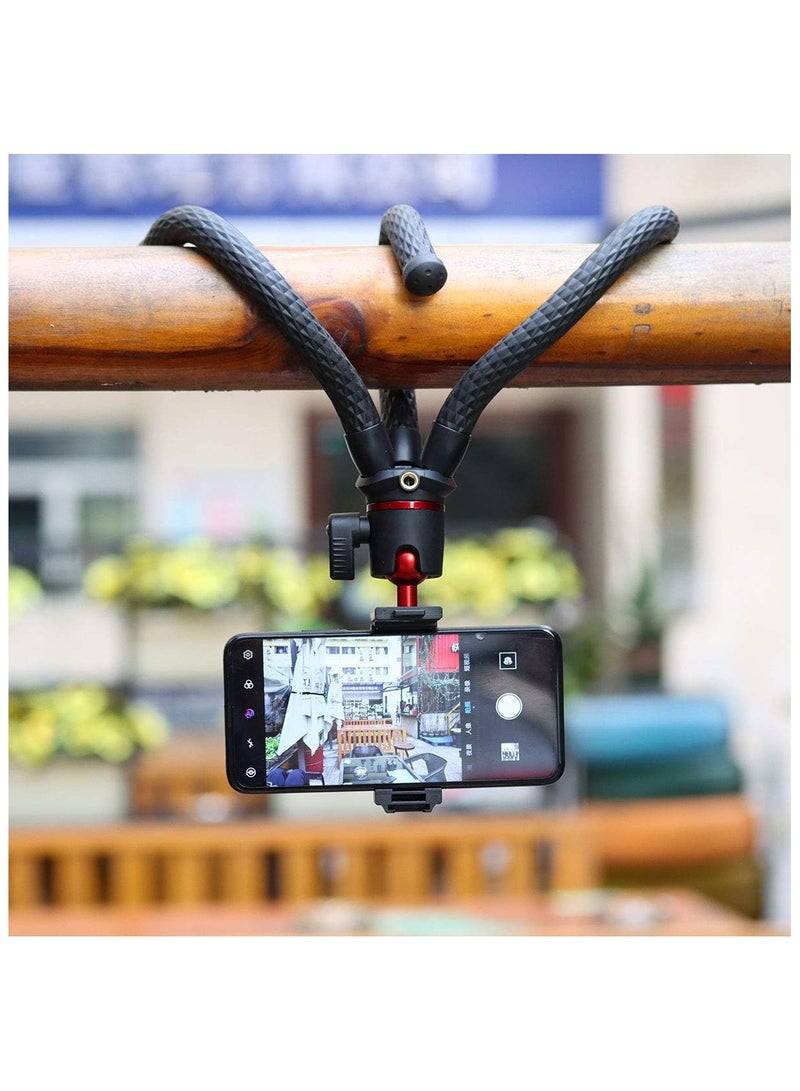 Camera Tripod, Mini Flexible Stand with Hidden Phone Holder w Cold Shoe Mount, 1/4'' Screw for Magic Arm, Universal for iPhone 13 12 Pro Max XS Max X 8 Samsung Canon Nikon Sony Cameras - Image 2