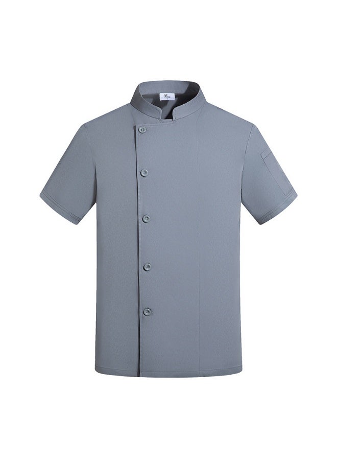 NIBEMINENT Hotel Chef Uniform Thin Western Restaurant Hotel Kitchen Summer Clothes Breathable Dining Chef Overalls Men's - Image 1