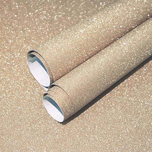 Kitico Glitter Champagne Peel and Stick Wallpaper - Self Adhesive Contact Paper for DIY Decoration 17.7"x197" - Image 1