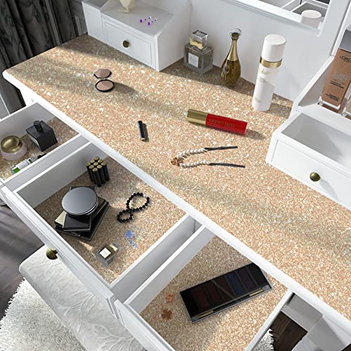 Kitico Glitter Champagne Peel and Stick Wallpaper - Self Adhesive Contact Paper for DIY Decoration 17.7"x197" - Image 3