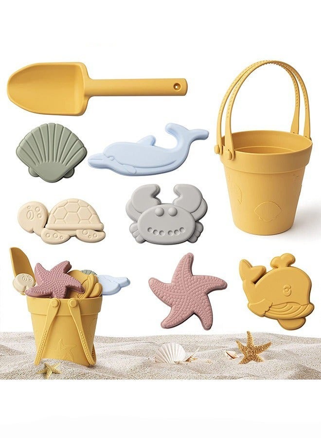 دوركو مجموعة ألعاب الشاطئ من السيليكون للأطفال مع حقيبة محمولة، مجموعة شاطئية صيفية مع دلو وقوالب رملية للصغار، صندوق رمال خارجي للبنات والأطفال. - Image 1