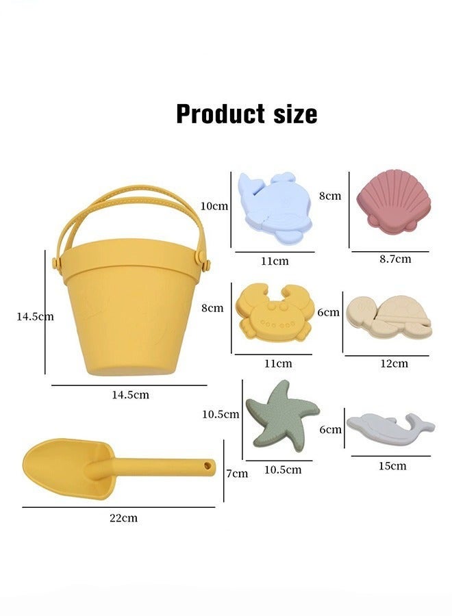 دوركو مجموعة ألعاب الشاطئ من السيليكون للأطفال مع حقيبة محمولة، مجموعة شاطئية صيفية مع دلو وقوالب رملية للصغار، صندوق رمال خارجي للبنات والأطفال. - Image 2