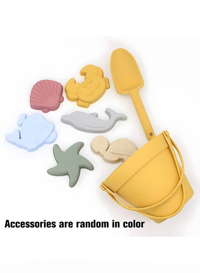 دوركو مجموعة ألعاب الشاطئ من السيليكون للأطفال مع حقيبة محمولة، مجموعة شاطئية صيفية مع دلو وقوالب رملية للصغار، صندوق رمال خارجي للبنات والأطفال. - Image 4