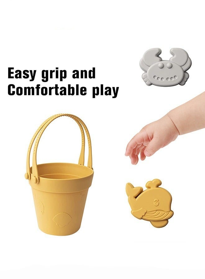 دوركو مجموعة ألعاب الشاطئ من السيليكون للأطفال مع حقيبة محمولة، مجموعة شاطئية صيفية مع دلو وقوالب رملية للصغار، صندوق رمال خارجي للبنات والأطفال. - Image 5