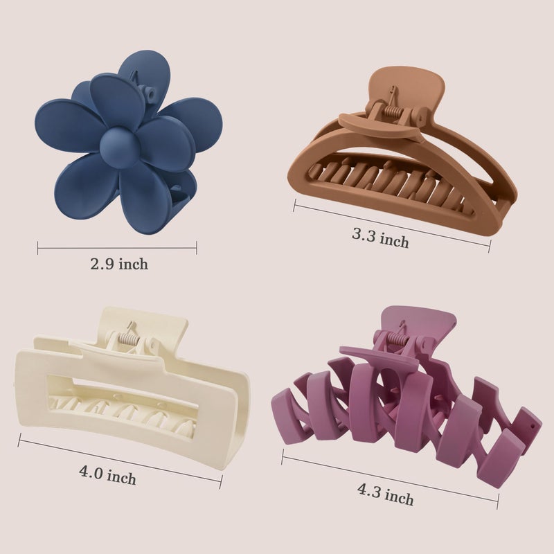 Sunolga 8PCS Hair Clips for Women, Flower Claw Clips for Thick Hair, Non-Slip Hair Accessories with Multi-Styles, Neutral Colors Hair Claw Clips and Variety Pack, Ideal for Girls - Image 2