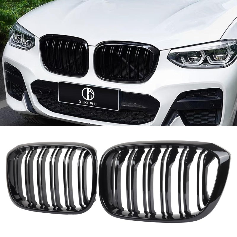 DEKEWEI G01 G02 GrilleFront Kidney Grill Compatible with 20182021 X3 G0120192021 X4 G02 Double Slats Gloss Black Grill