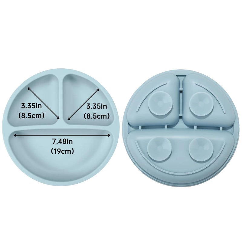 PandaEar 3 Pack Toddler Plates, Silicone Divided Suction Plate for Babies, BPA-Free 100% Food-Grade Silicone Unbreakable Baby Plate (Pink/Purple/Blue) - Image 3