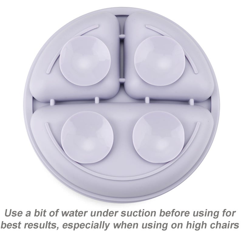 PandaEar 3 Pack Toddler Plates, Silicone Divided Suction Plate for Babies, BPA-Free 100% Food-Grade Silicone Unbreakable Baby Plate (Pink/Purple/Blue) - Image 5
