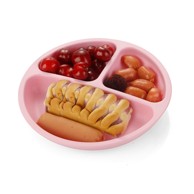 PandaEar 3 Pack Toddler Plates, Silicone Divided Suction Plate for Babies, BPA-Free 100% Food-Grade Silicone Unbreakable Baby Plate (Pink/Purple/Blue) - Image 4