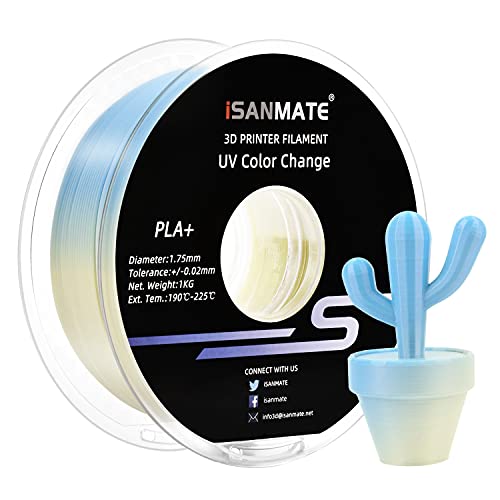 iSANMATE PLA+ 3D Printer Filament, UV or Sunlight Color Change to Blue PLA+ Filament 1.75mm,Dimensional Accuracy +/- 0.03 mm, 1 kg Spool - Image 5