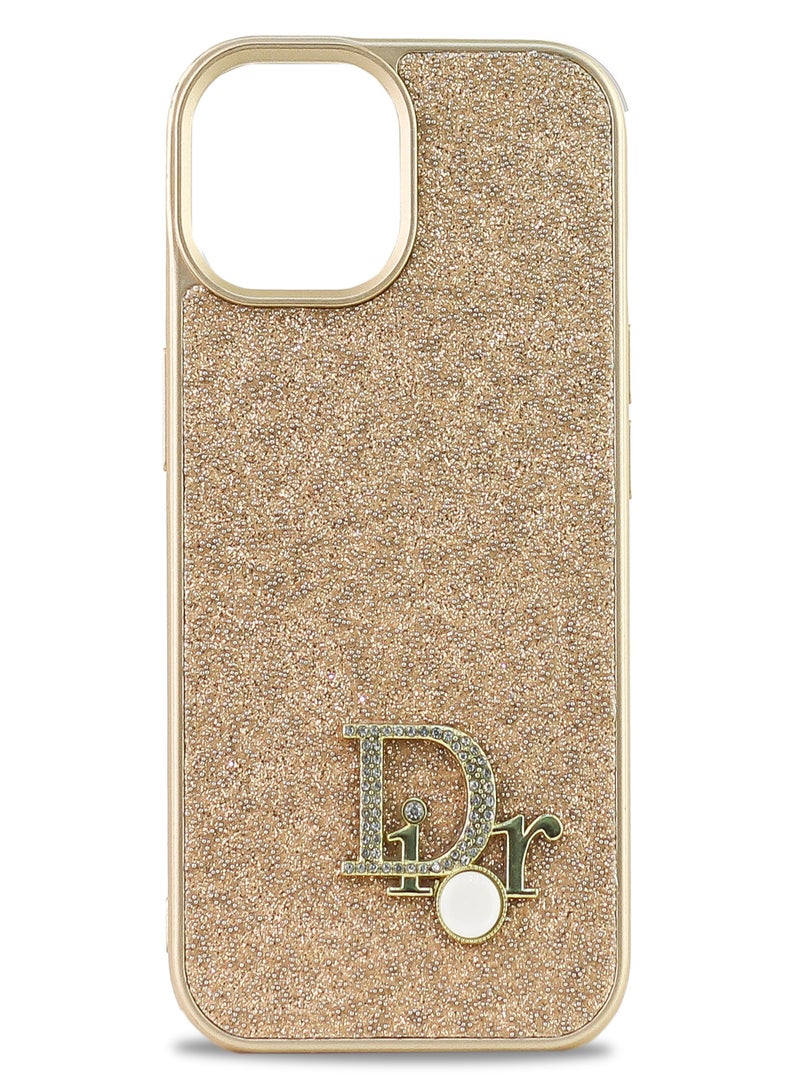 Luxury Shiny Bling Sparkly Bumper Cover with For Women Girls Soft Slim Shockproof Protective Phone Case for iPhone 15 (Gold)