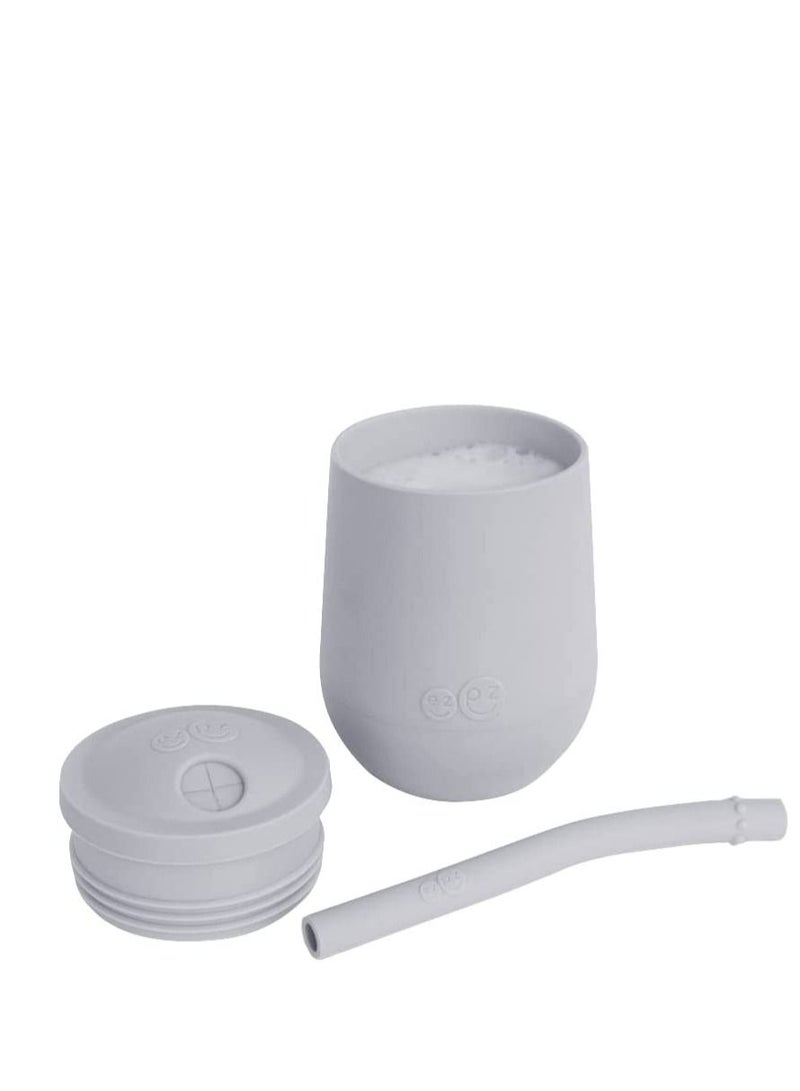 ezpz Mini Cup Sippy Cup Straw Training System Pewter 100% Silicone Training Cup For Infants Toddlers Designed By A Pediatric Feeding Specialist 6 Months Above - Image 3