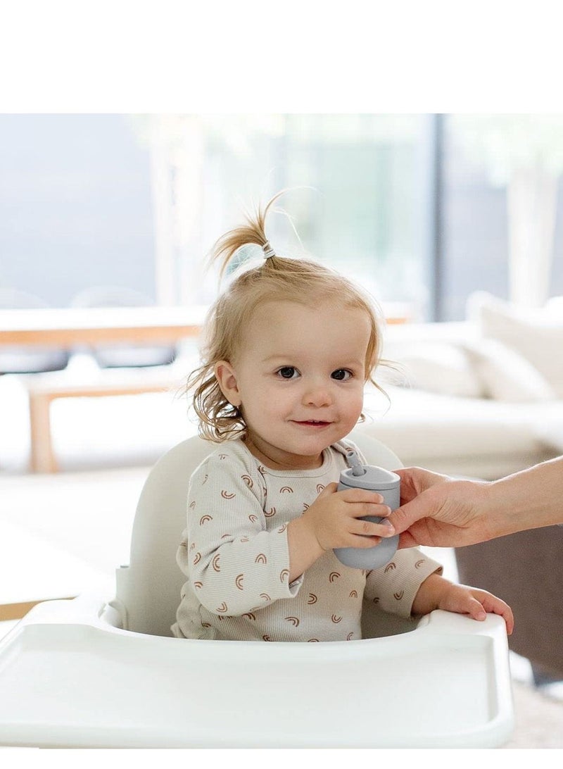 ezpz Mini Cup Sippy Cup Straw Training System Pewter 100% Silicone Training Cup For Infants Toddlers Designed By A Pediatric Feeding Specialist 6 Months Above - Image 4