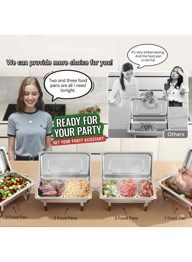 Anmi 4 Packs Chafing Dish Buffet Set Stainless Steel, 9QT High Grade Food Warmer for Buffet, Chafers and Buffet Warmers Sets for Birthday, Wedding - Image 2