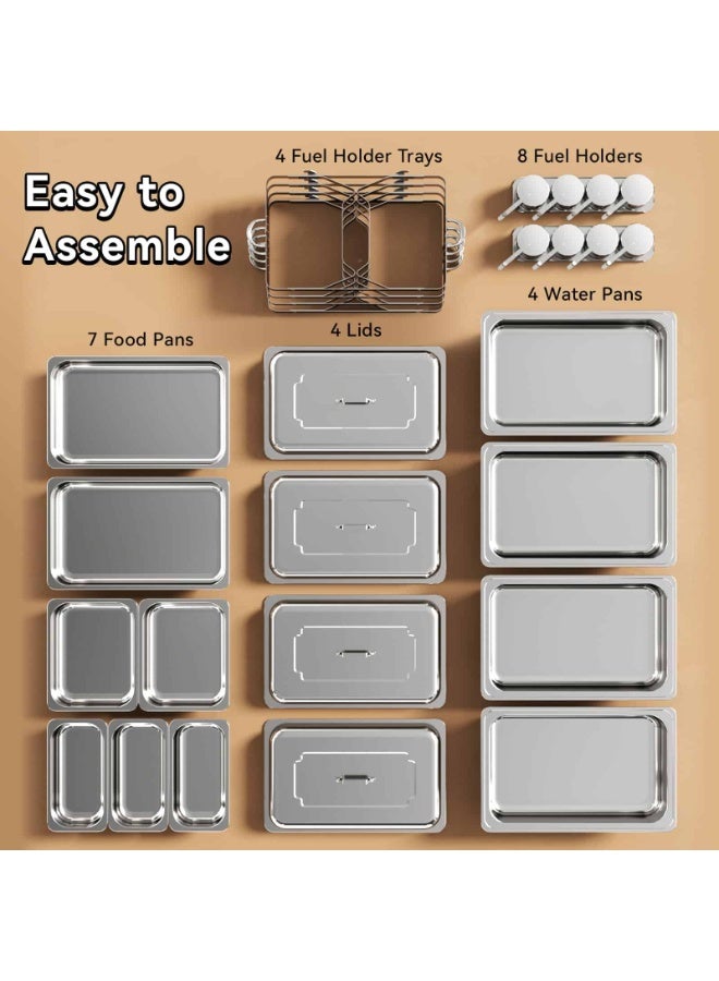 Anmi 4 Packs Chafing Dish Buffet Set Stainless Steel, 9QT High Grade Food Warmer for Buffet, Chafers and Buffet Warmers Sets for Birthday, Wedding - Image 3