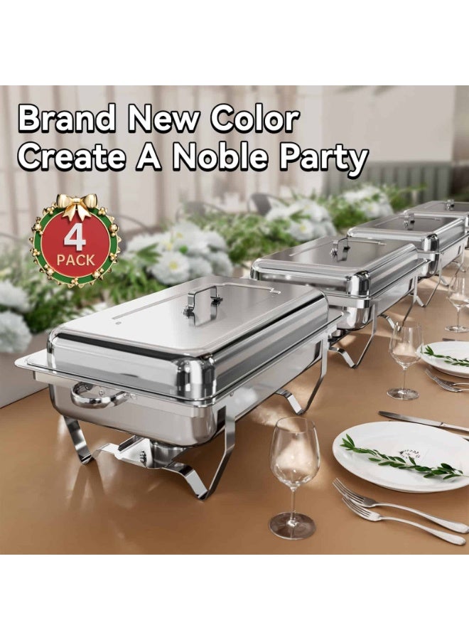 Anmi 4 Packs Chafing Dish Buffet Set Stainless Steel, 9QT High Grade Food Warmer for Buffet, Chafers and Buffet Warmers Sets for Birthday, Wedding - Image 4