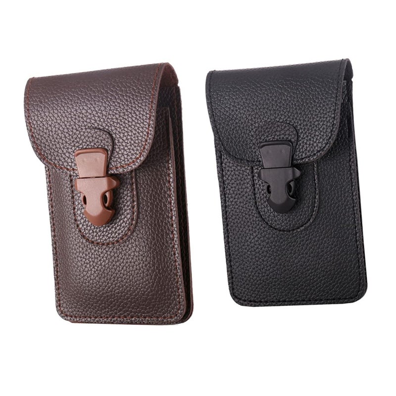 2pcs Hip Pack Waist Bag for Men PU Leather Phone Wallet Storage Purse - Image 2