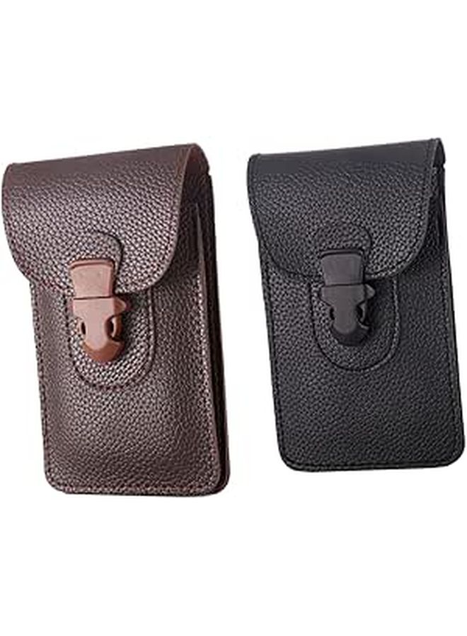 2pcs Hip Pack Waist Bag for Men PU Leather Phone Wallet Storage Purse - Image 1