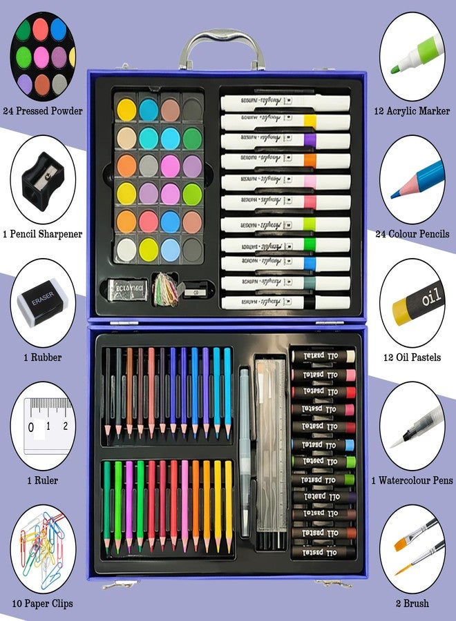 FBLOWMOD 88Pcs Astronaut Markers Set, Drawing Set For Kids, Portable Art Case, Color Pencils, Pressed Powder, Acrylic Marker, Oil Pastels with Case ect, Holiday & Birthday Gift for Ages 3+ Childs - Image 3
