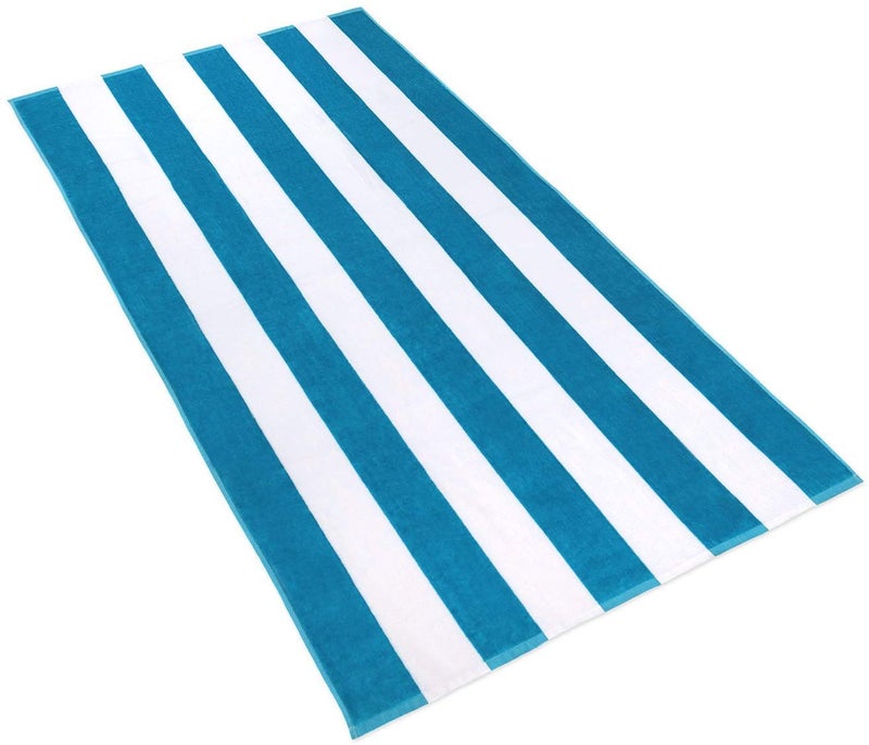 AMZ Large Beach & Pool Towel - 30"x60" Oversized Cabana Stripe, Hotel Quality-Luxuriously Soft, Absorbent & Plush Towel