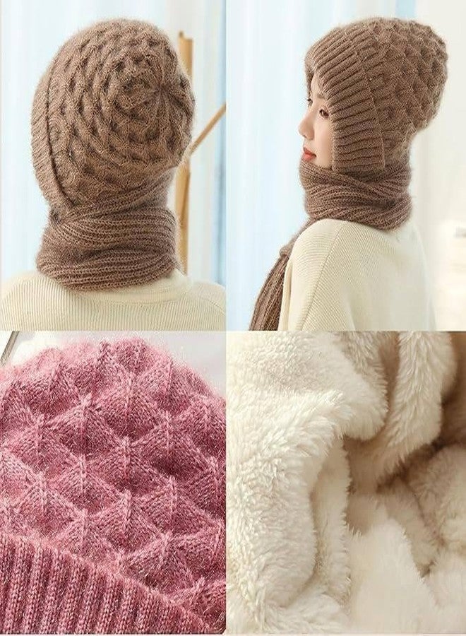 CHALISA 2in1winter hat scraf-2in1winter Cap Integrated Ear Protection Windproof Cap Scarf, 2 in 1 Mask Scarf Knitted Hat, Knitting Thick Warm Ear Guard Hat, Winter Thickening Hat Scarf (Multicolor) - Image 3
