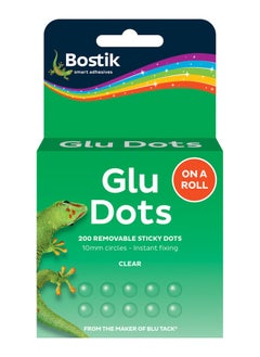 Bostik Glu Dots on a Roll - Removable, Double Sided Glue Dots, For Instant Fixing & Crafts, Easy to Use, No Mess, Clear, x200 Glu Dots  - Image 1