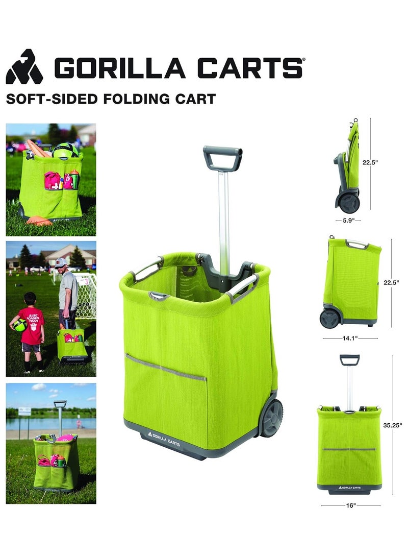 عربة حديقة قابلة للطي وناعمة الجوانب من Gorilla Carts، بسعة 150 رطلاً، باللون الأخضر - Image 5
