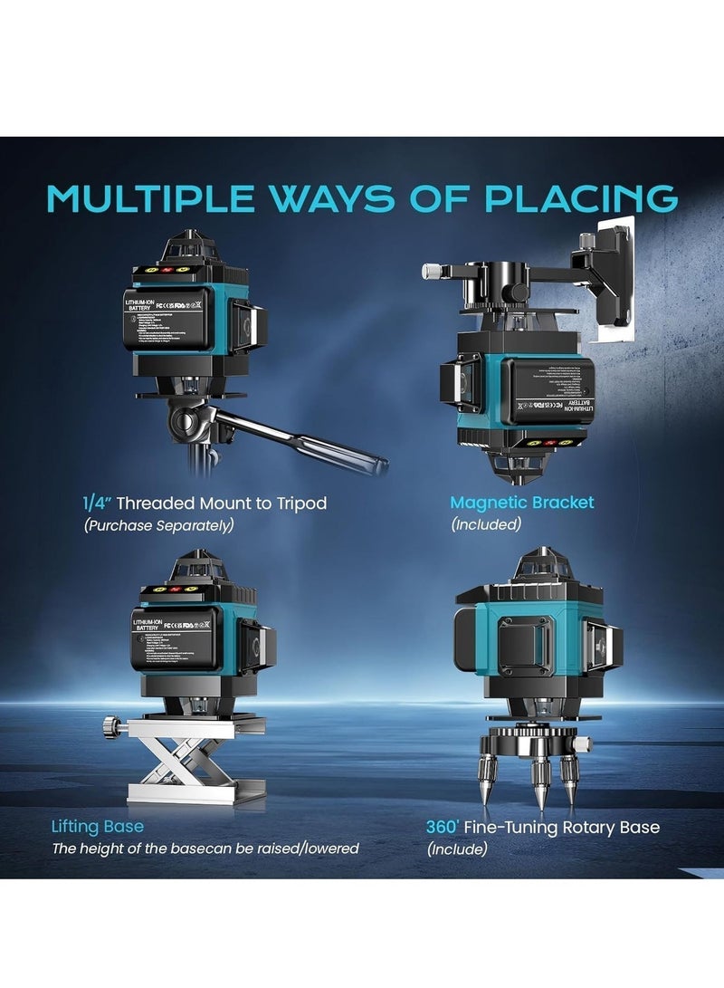 AOTUO 16 Line Laser Level 4x360° Self-Leveling Green Laser Level with Tripod, 4D Green Crosshairs for Construction and Picture Hanging, Laser Measuring Tool with 2 Rechargeable Batteries and Tool Bag… - Image 5