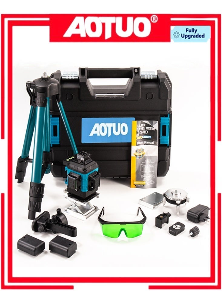 AOTUO 16 Line Laser Level 4x360° Self-Leveling Green Laser Level with Tripod, 4D Green Crosshairs for Construction and Picture Hanging, Laser Measuring Tool with 2 Rechargeable Batteries and Tool Bag… - Image 1