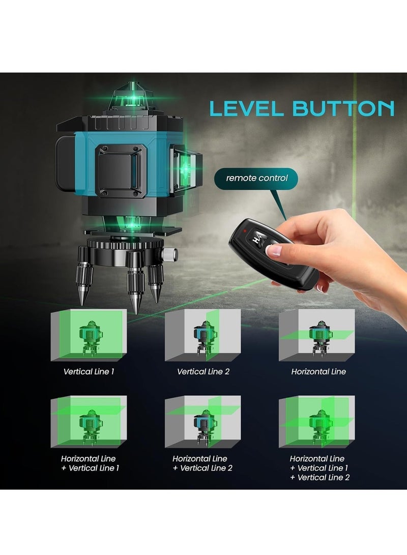 AOTUO 16 Line Laser Level 4x360° Self-Leveling Green Laser Level with Tripod, 4D Green Crosshairs for Construction and Picture Hanging, Laser Measuring Tool with 2 Rechargeable Batteries and Tool Bag… - Image 3