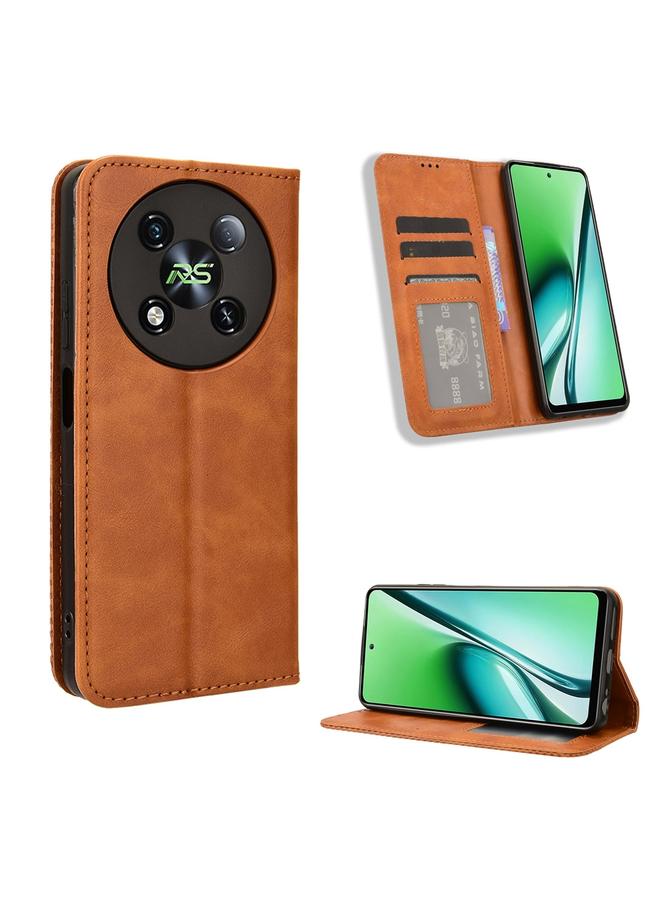 اس-توب جراب لهاتف itel RS4 مصنوع من الجلد بمشبك مغناطيسي بتصميم كلاسيكي - Image 1