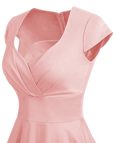 Bbonlinedress Pink Vintage Valentines Cocktail Bridesmaid Prom 50s 60s Short Retro Formal Wedding Party Dress Blush S - Image 5
