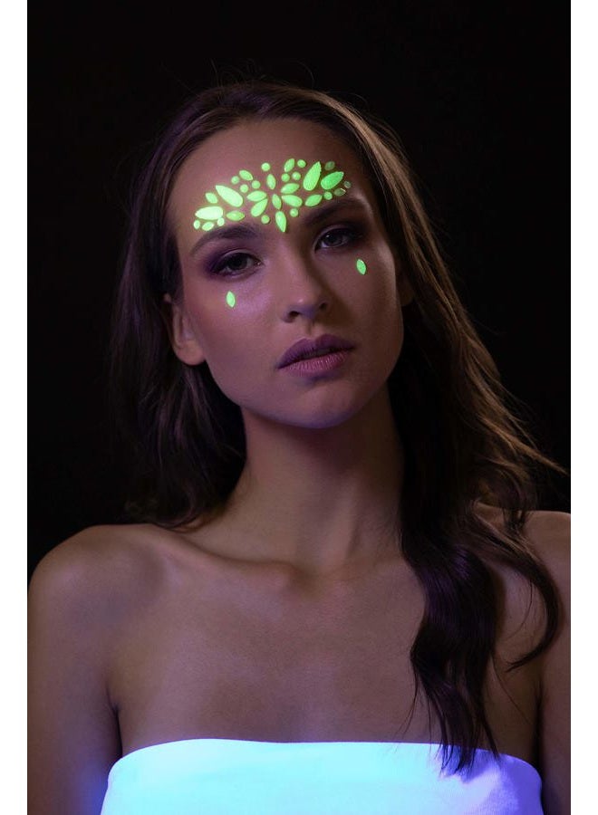 Moon Glow Glow in the Dark Face Jewels by Moon Glow - Festival Face Body Gems, Crystal Make up Eye Glitter Stickers, Temporary Tattoo Jewels (Northern Lights) - Image 4